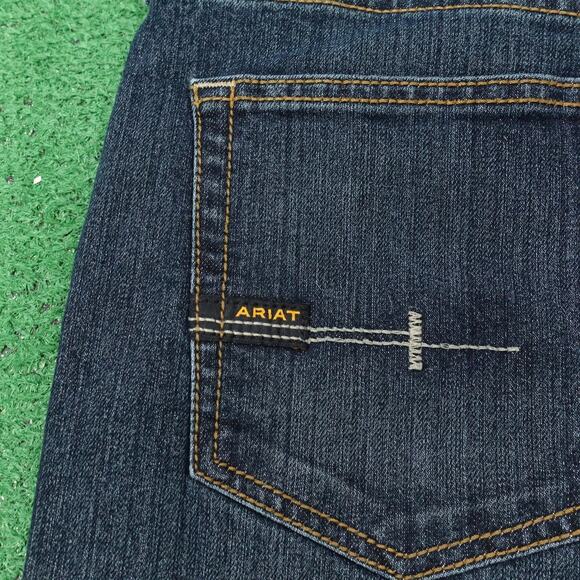 Ariat Rebar M4 Jeans Mens 34x30 Blue Relaxed Boot Workwear Carpenter Pockets - Picture 8 of 14